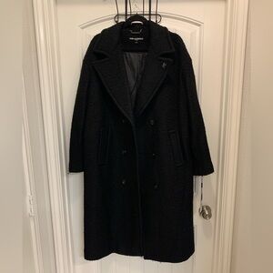 Karl Lagerfeld Textured Black Pea Coat